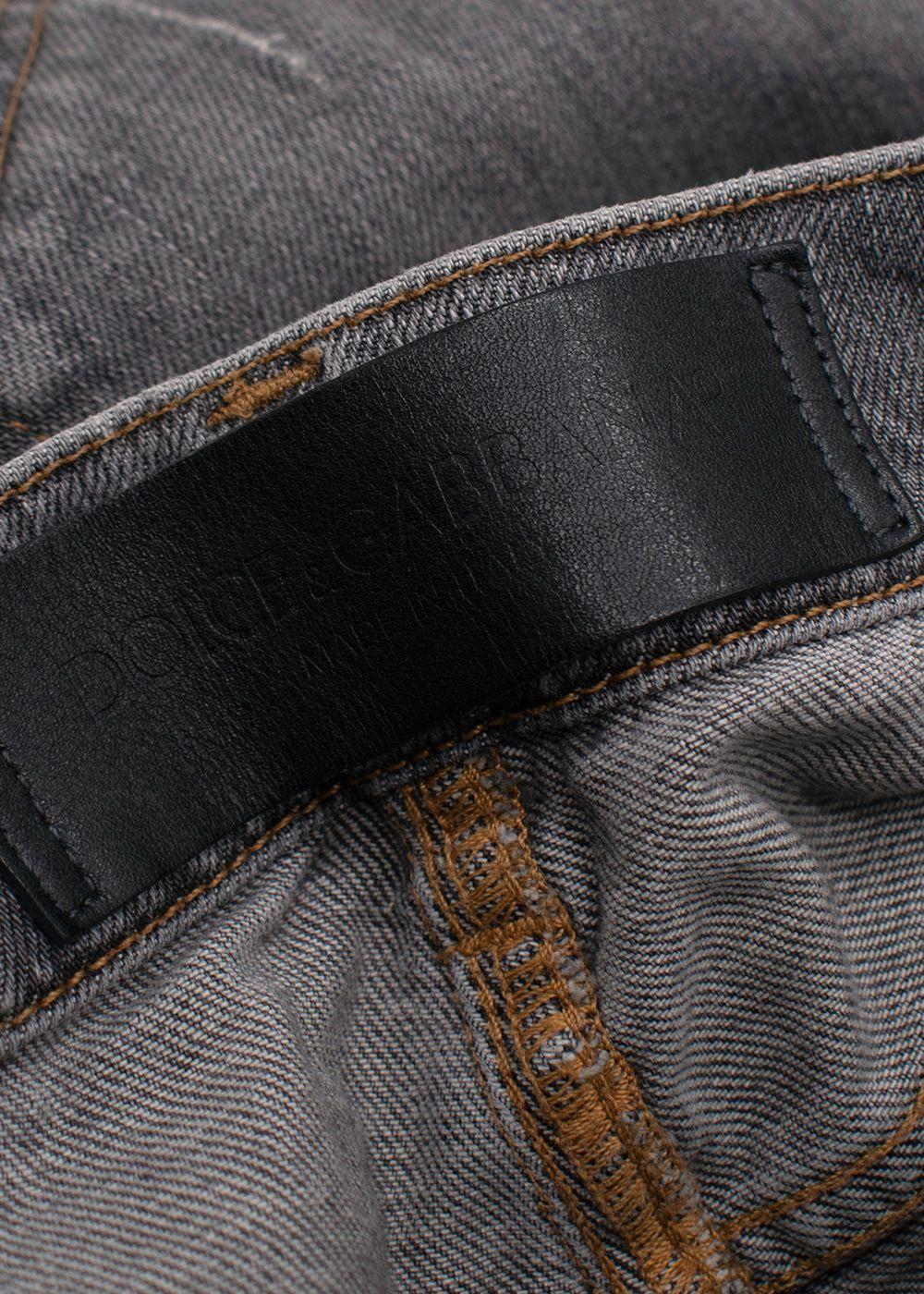 Dolce & Gabanna Distressed Grey Slim-Fit Jeans