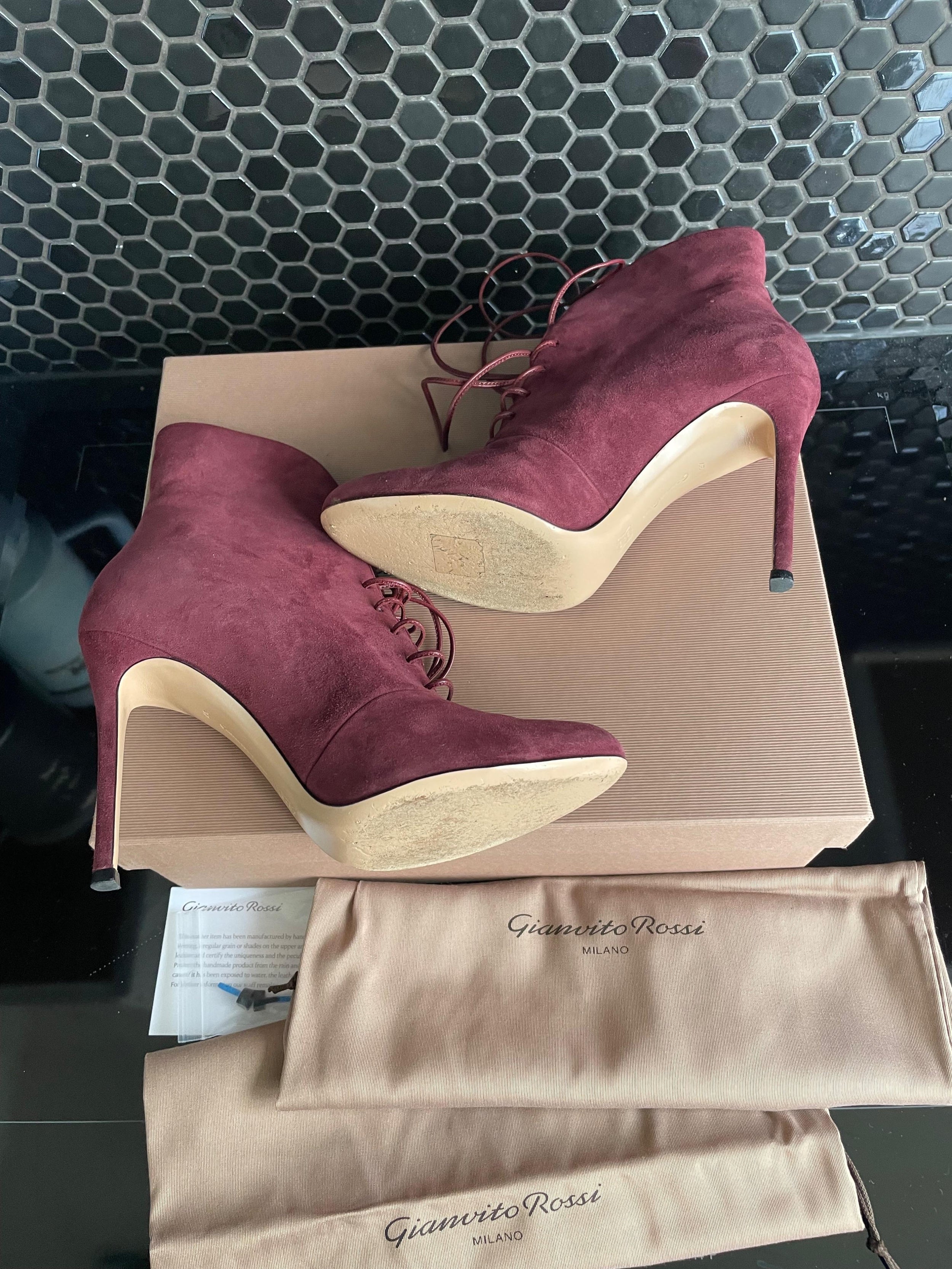 Gianvito Pink Suede Ankle Boots