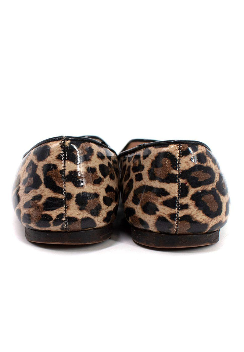 Prada Leopard Print Patent Leather Ballerinas