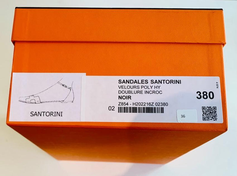 Hermes Black Velvet Santorini Sandals Sold Out
