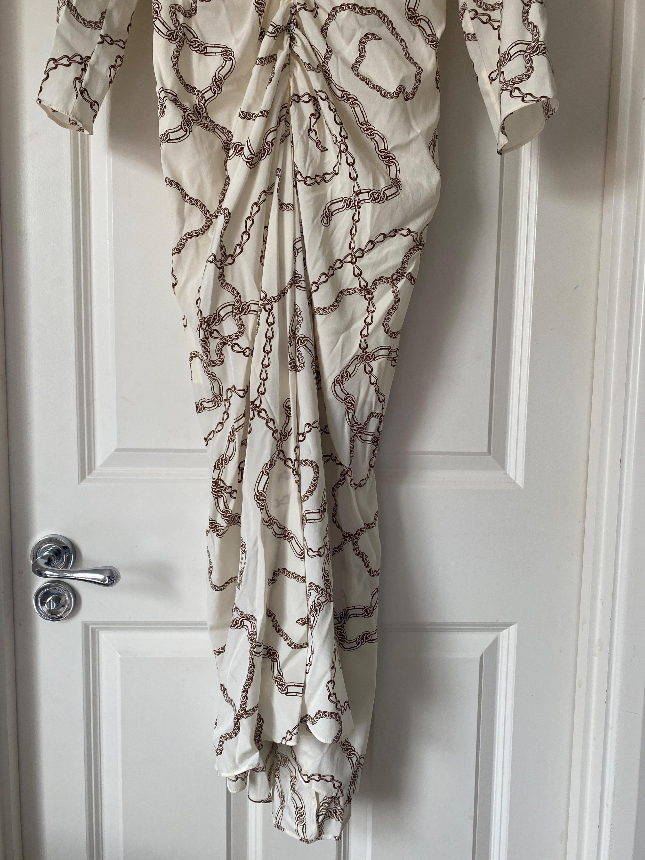 Kersey Chain Printed Ruched White Dress