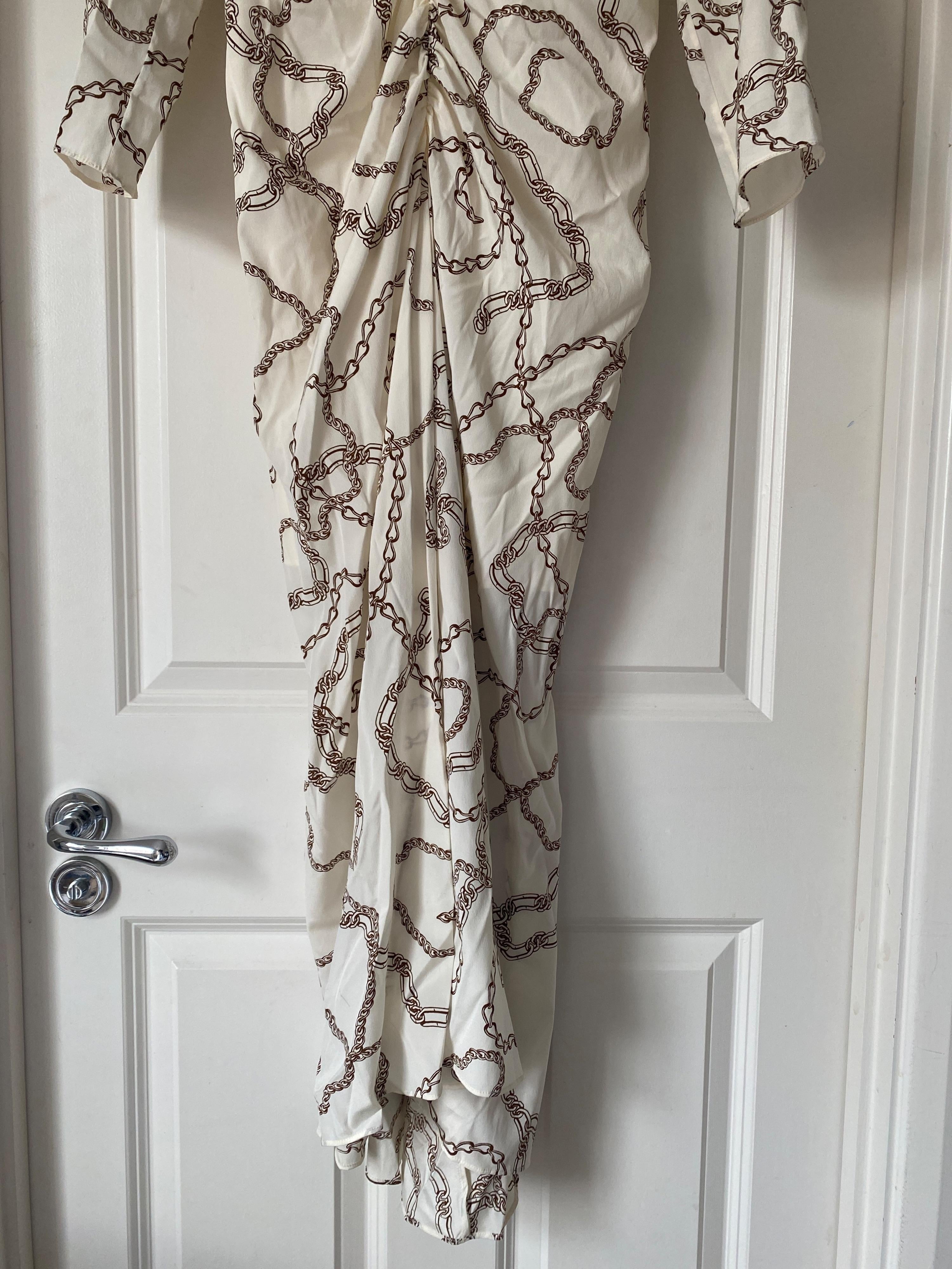Kersey Chain Printed Ruched White Dress