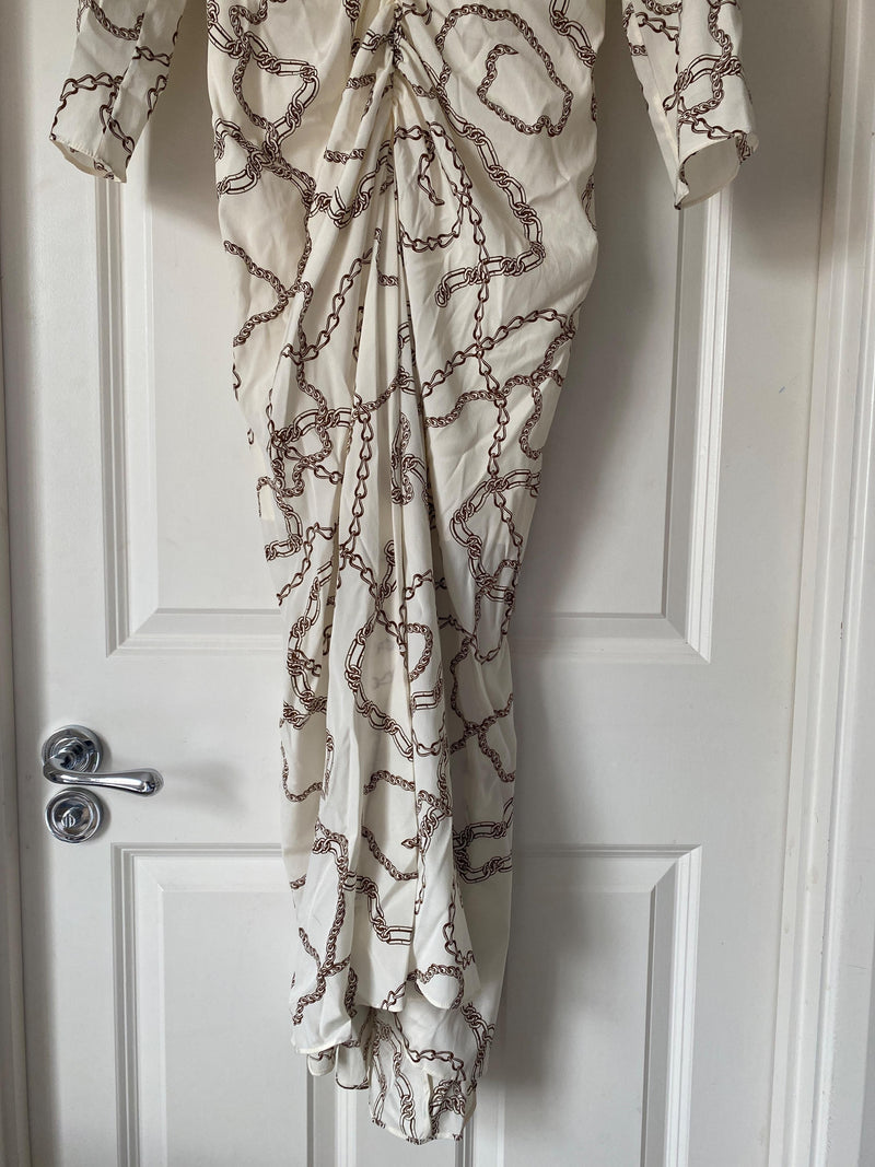 Kersey Chain Printed Ruched White Dress