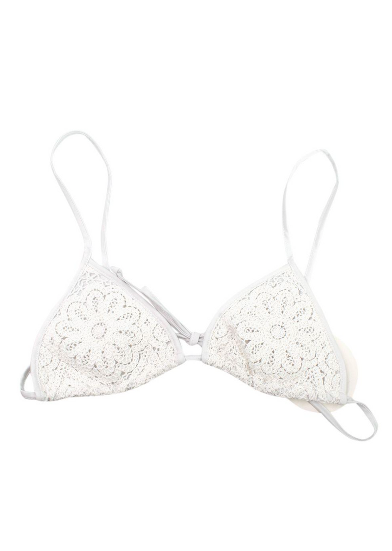 Borgo De Nor x Talia Collins White Crochet Divona Tie Bikini