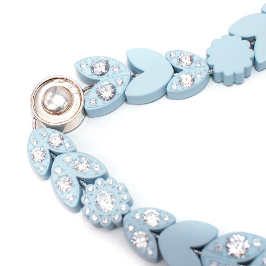 Bottega Veneta Pastel Blue Crystal Embellished Necklace