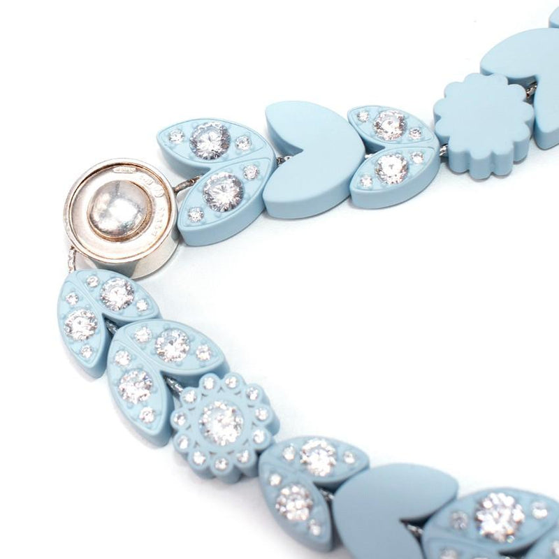 Bottega Veneta Pastel Blue Crystal Embellished Necklace