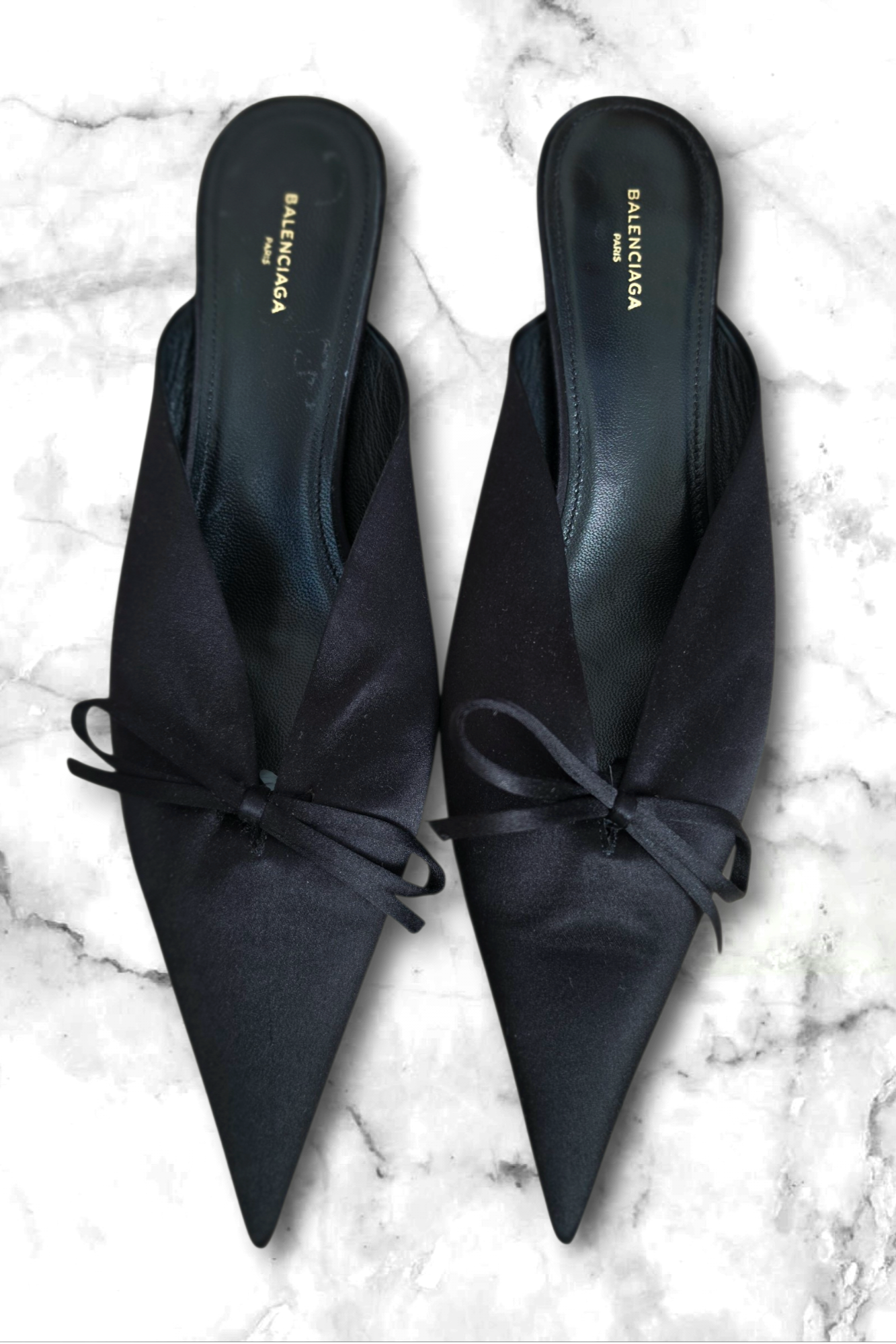 Balenciaga Black Satin Mules