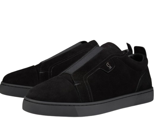 Louboutin Black Velours Slip On Sneakers