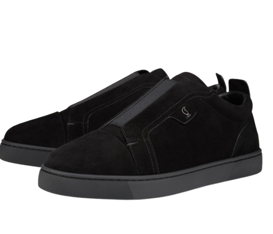 Louboutin Black Velours Slip On Sneakers