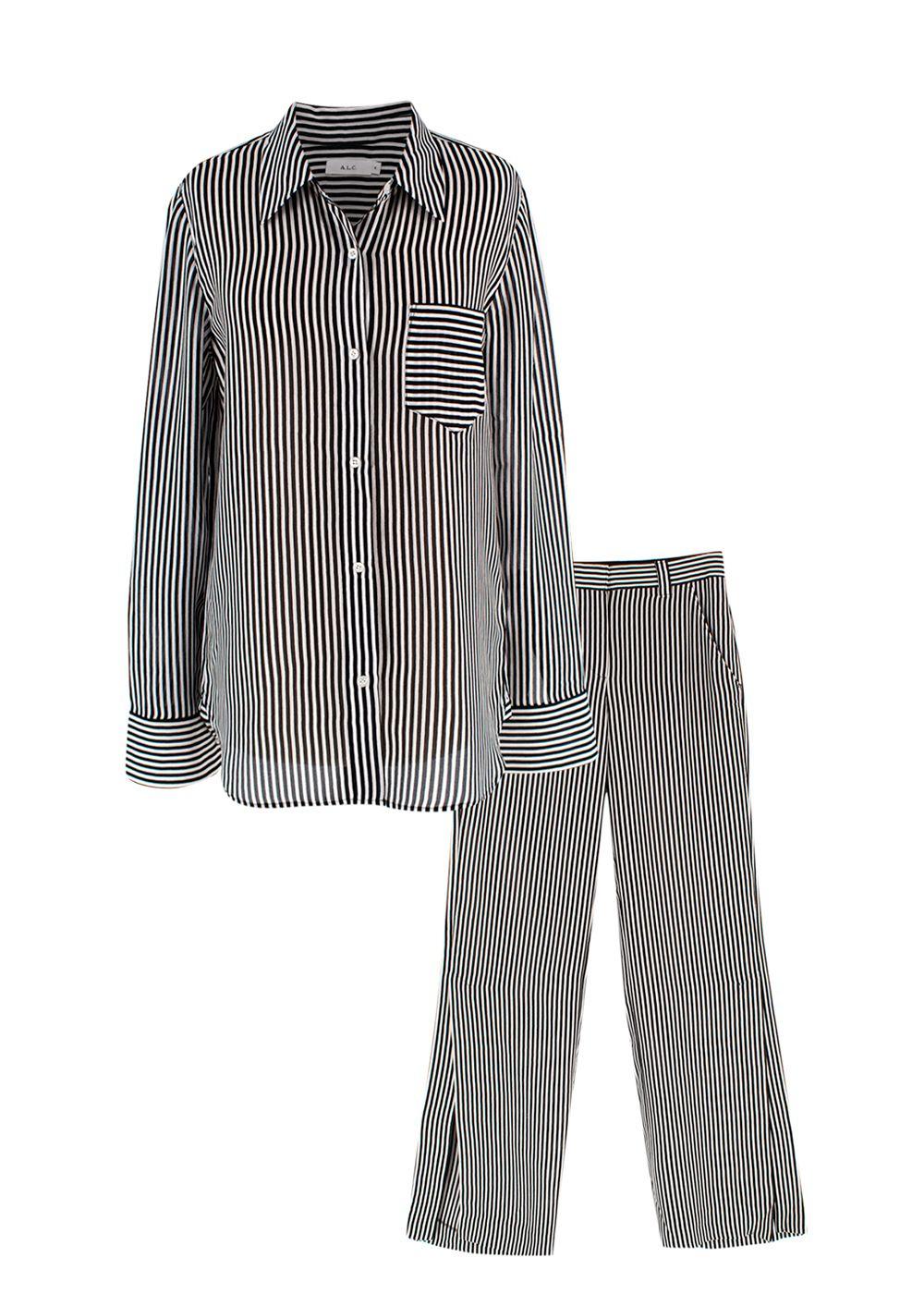 A.L.C Black and White Monochrome Stripe Trouser Set