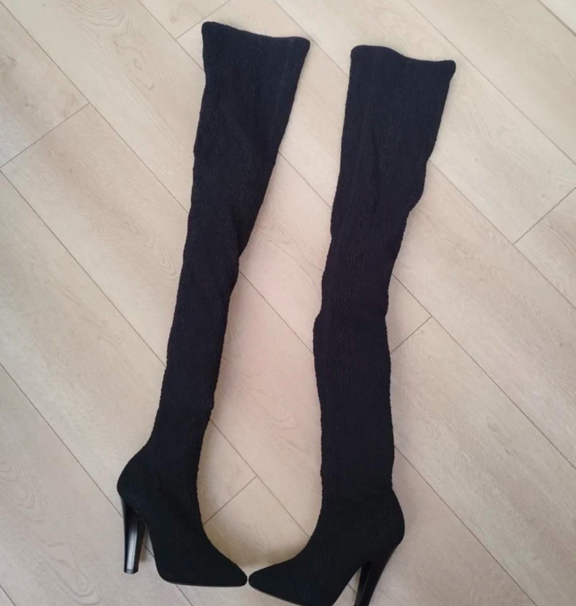 Saint Laurent Black Thigh High Boots