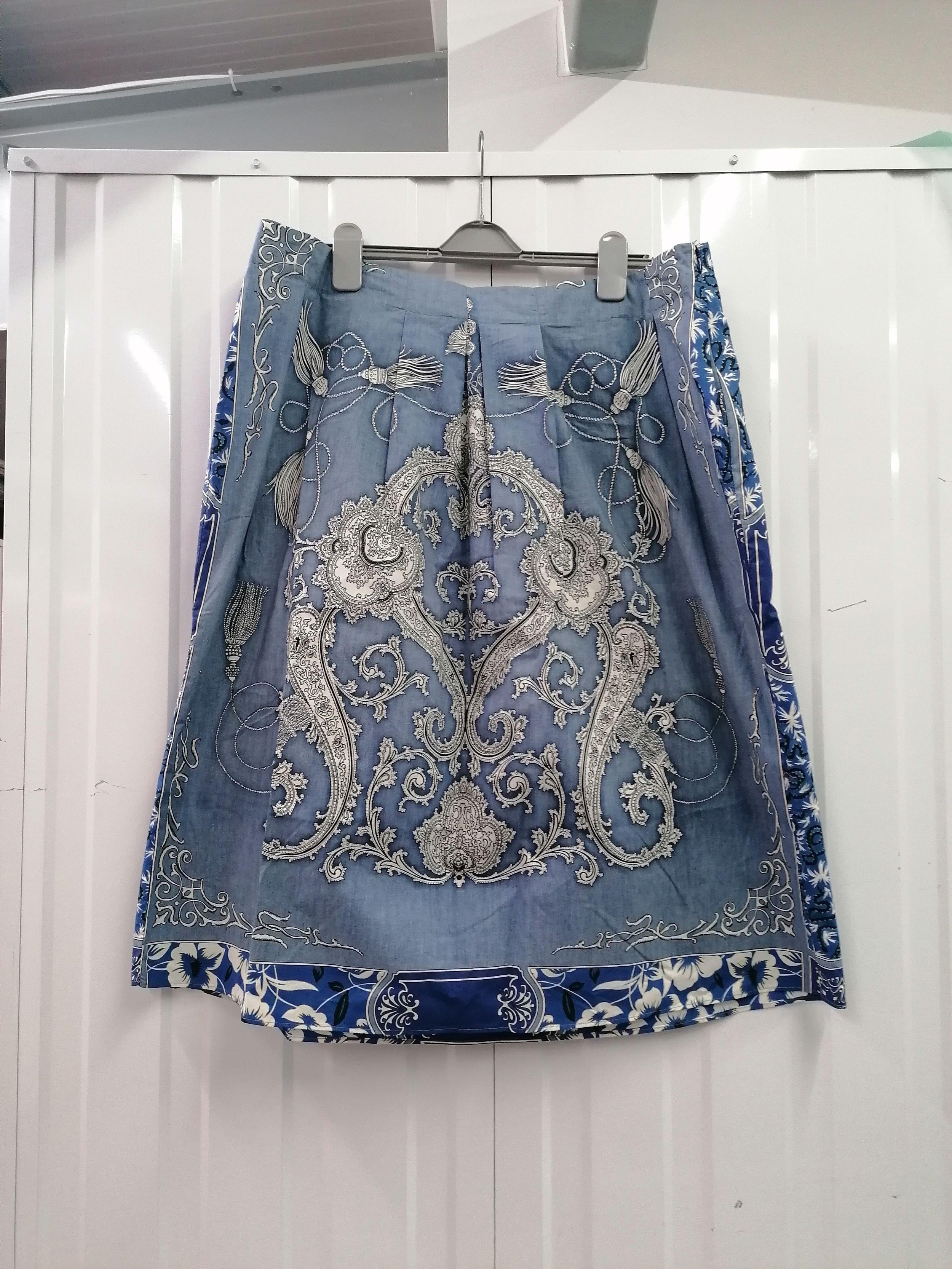 Blue Cotton A-Line Skirt