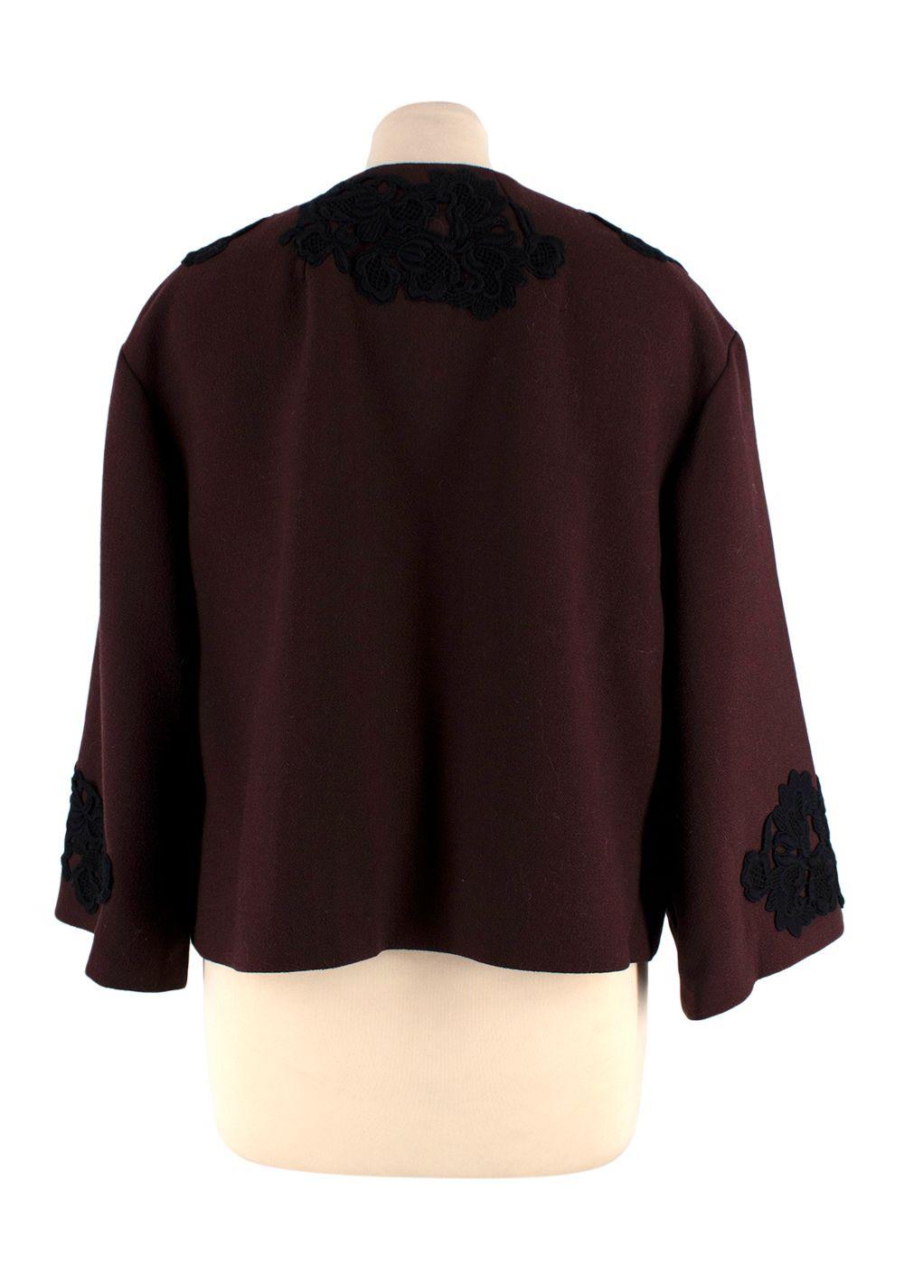 Dolce & Gabbana Chocolate Brown Jacket with Black Embroidery