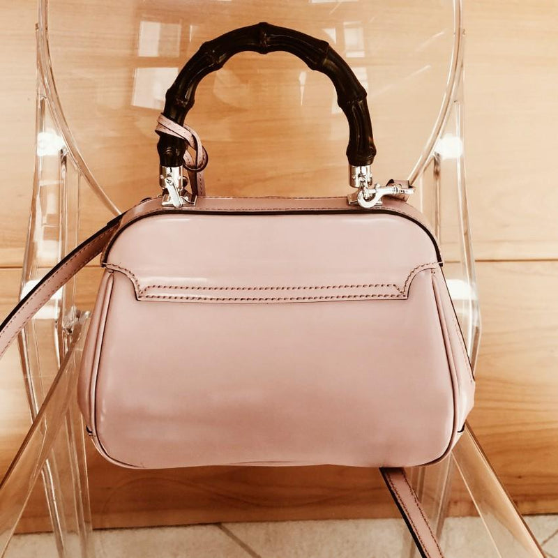 Gucci Pale Pink Lady Lock Bamboo Top Handle Bag