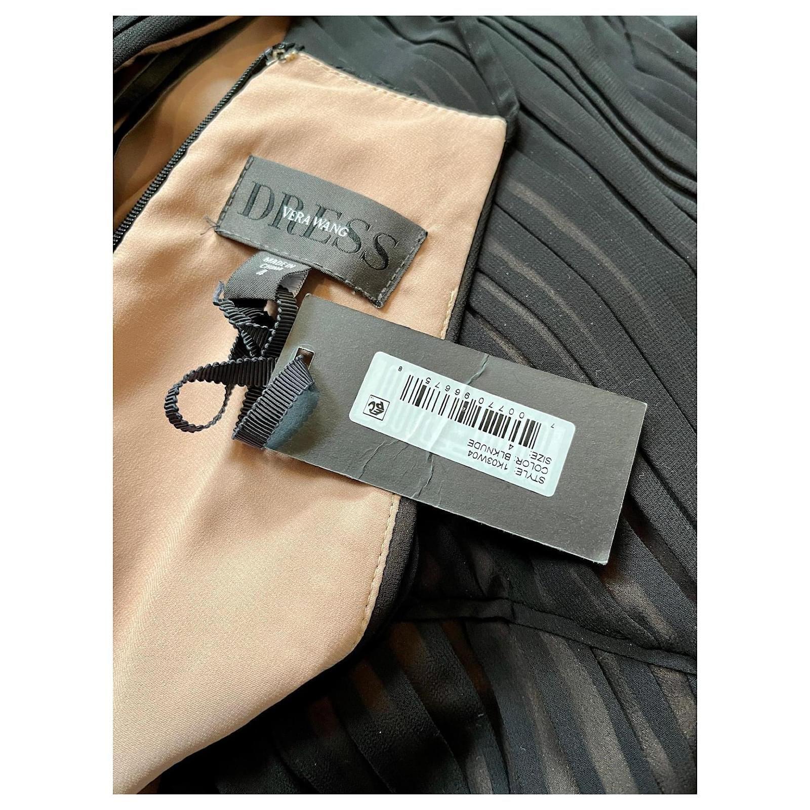 Vera Wang Black Ruched Chiffon Maxi Dress