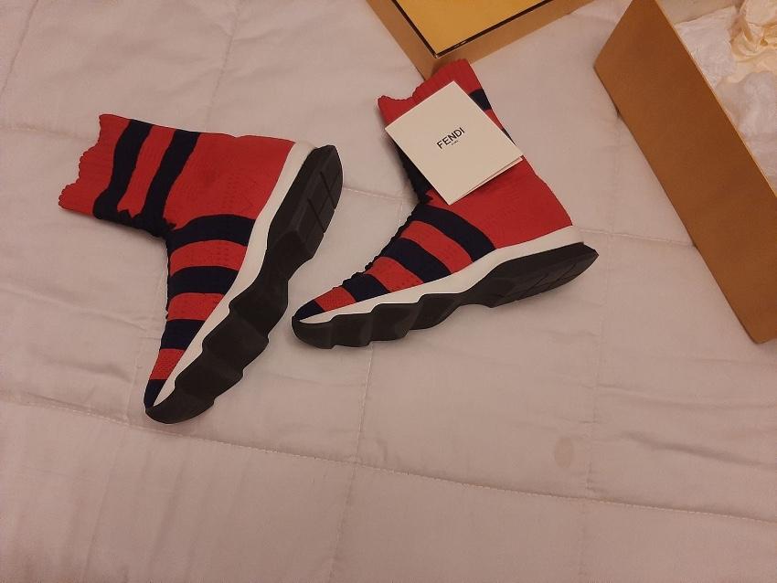 Fendi Red/ Blue Knit Socks Sneakers