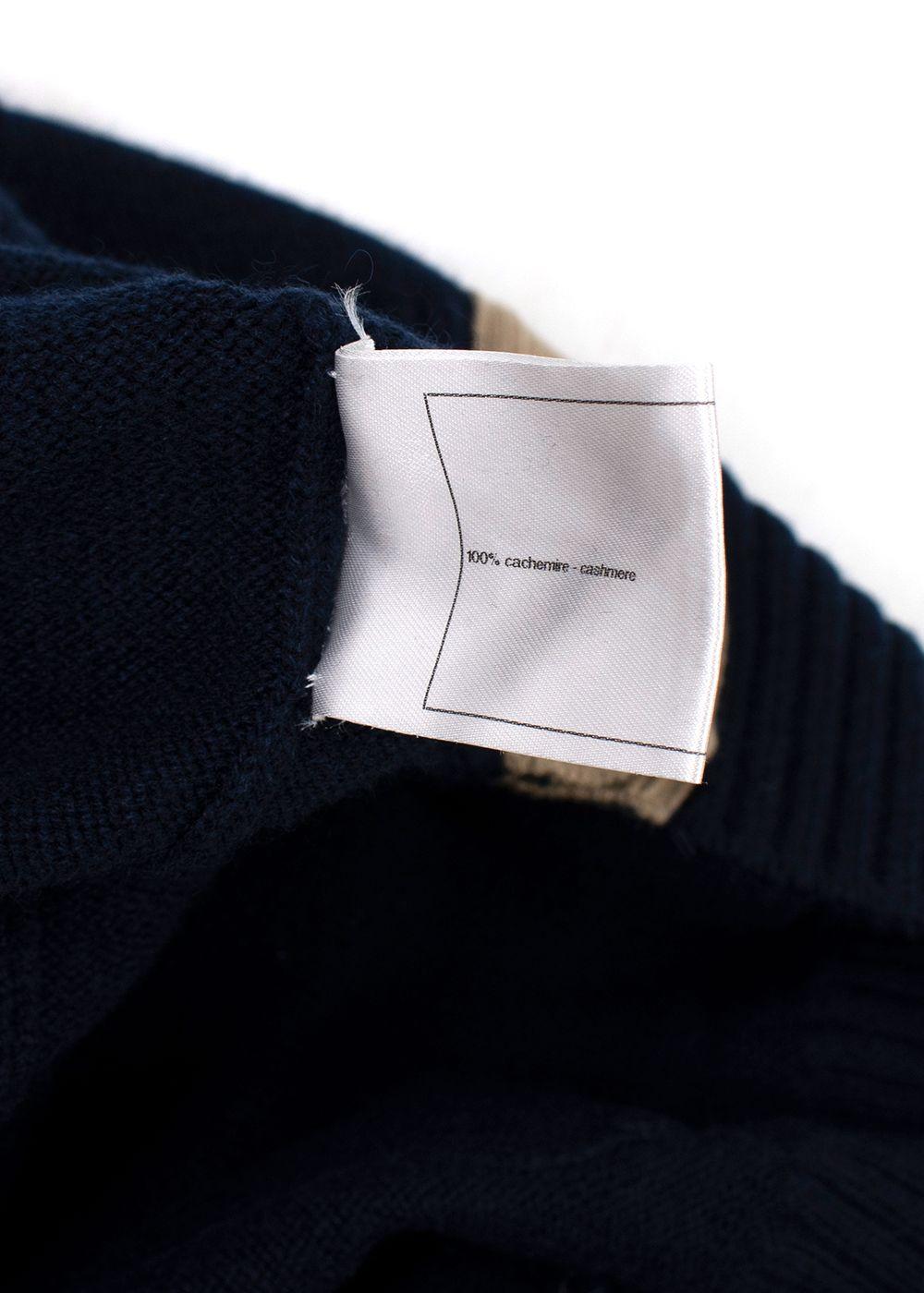 Chanel Contrast Trim Navy Cashmere Longline Cardigan