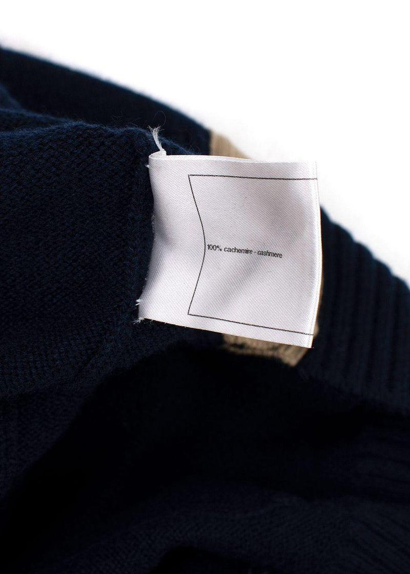 Chanel Contrast Trim Navy Cashmere Longline Cardigan