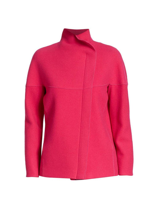 Punto Pink Wool Asymmetric Zip Jacket