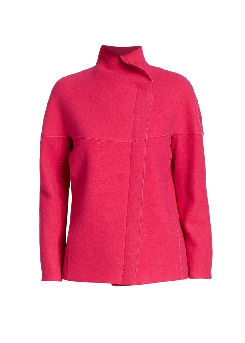 Punto Pink Wool Asymmetric Zip Jacket
