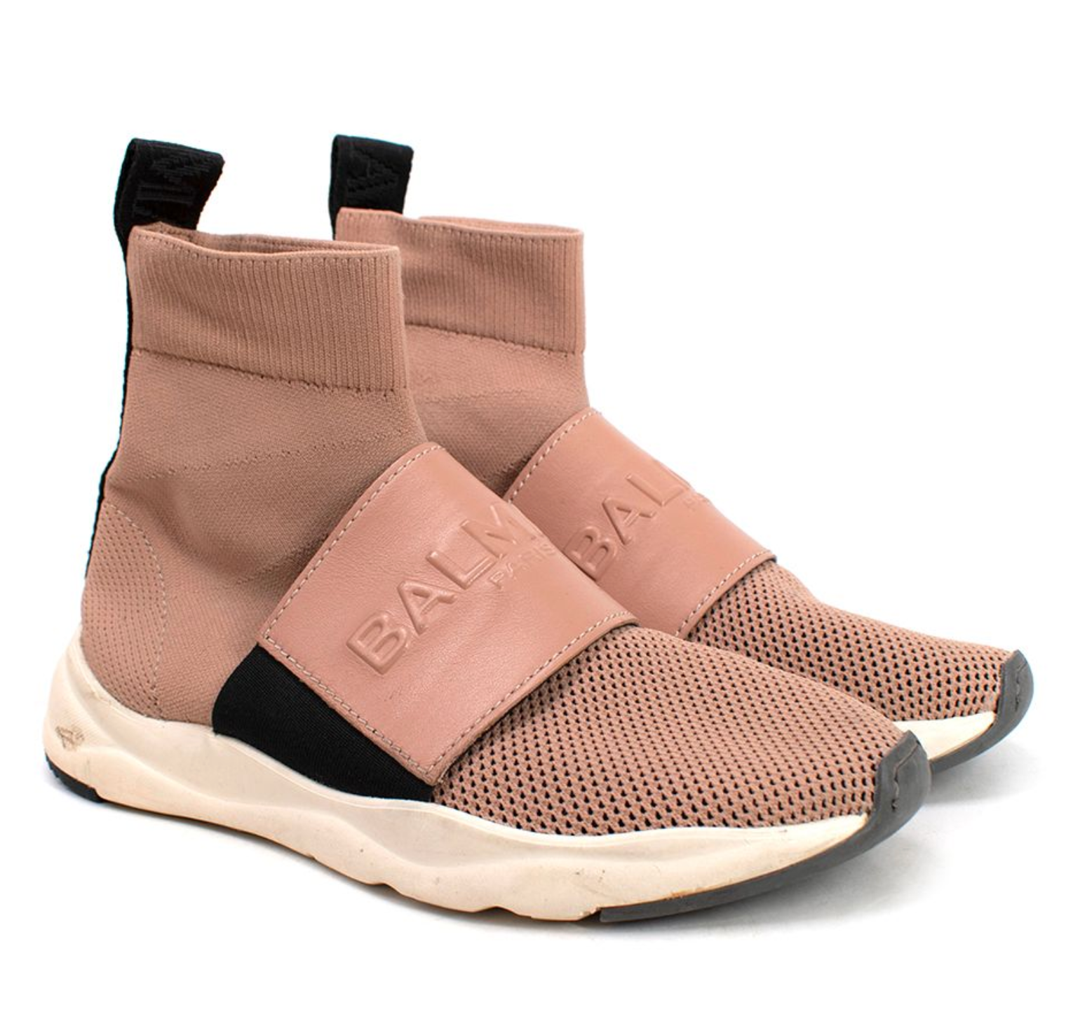 Balmain Pink Knit Fabric Cameron Sock Sneakers
