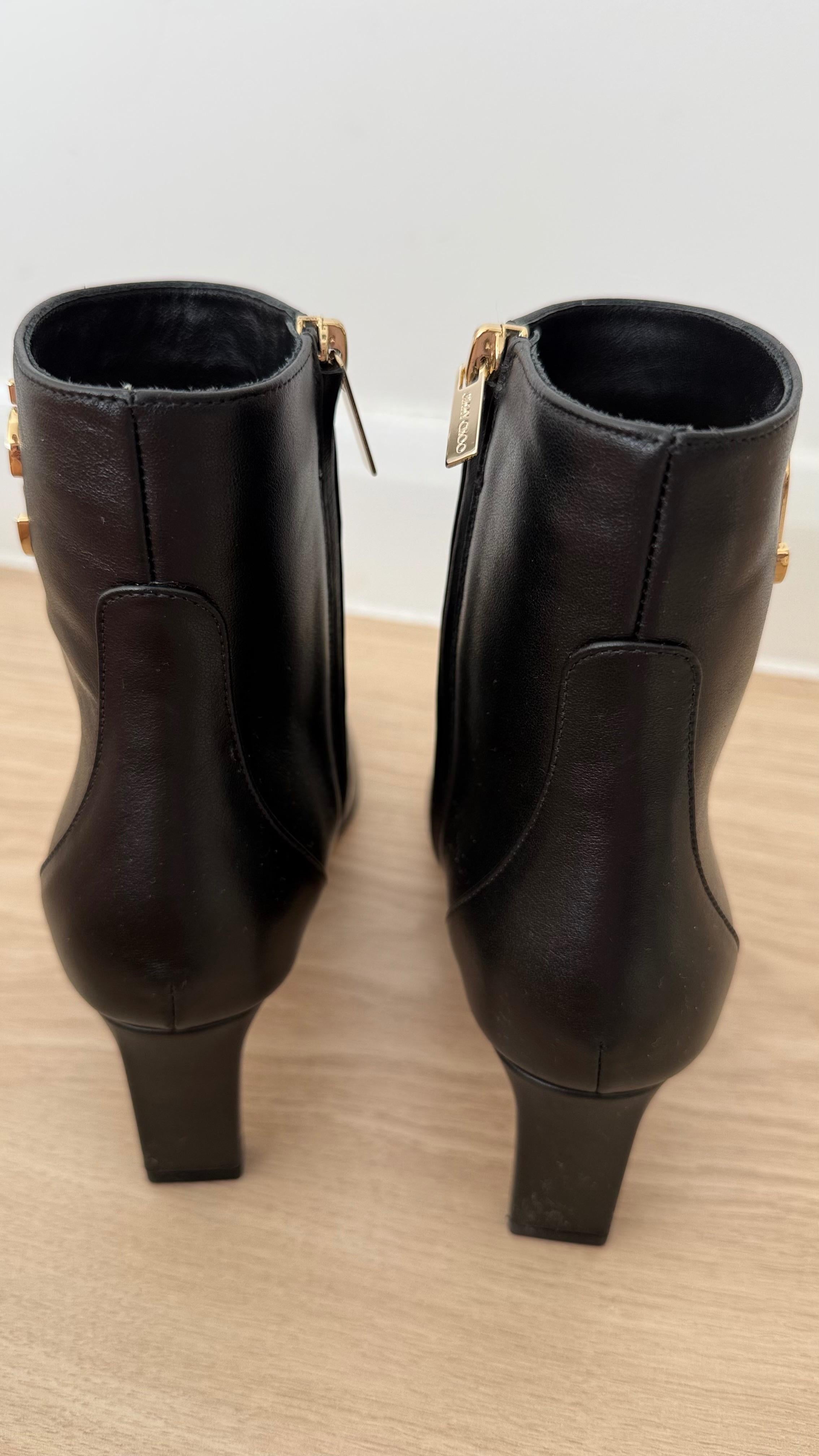 Jimmy Choo Black Leather Minori 65  JC Ankle Boots