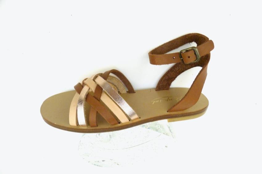 Bonpoint brown leather strappy sandals