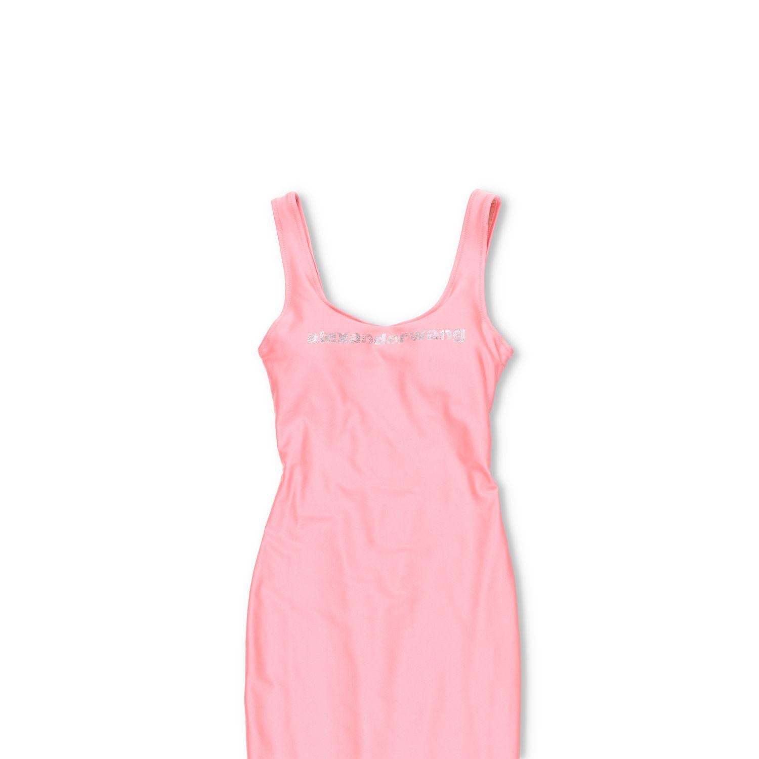 Alexander Wang Crystal Logo Maxi Dress in Stretch Athletic Blend