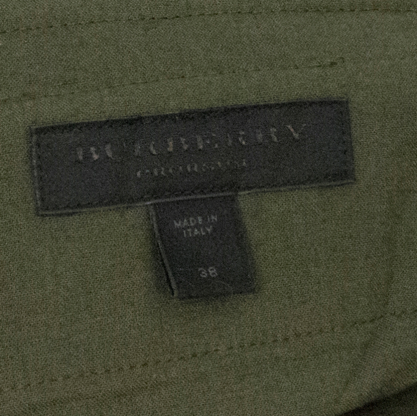 Burberry Prorsum Olive Green Wool and Silk Blend Trousers