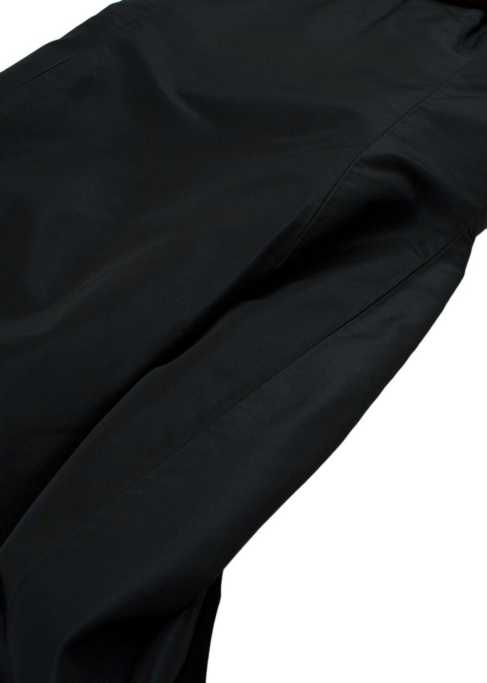 Oscar de la Renta Black Nylon Strapless Gown with Mink Trim