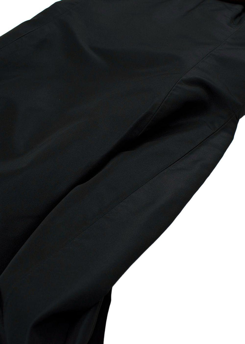 Oscar de la Renta Black Nylon Strapless Gown with Mink Trim