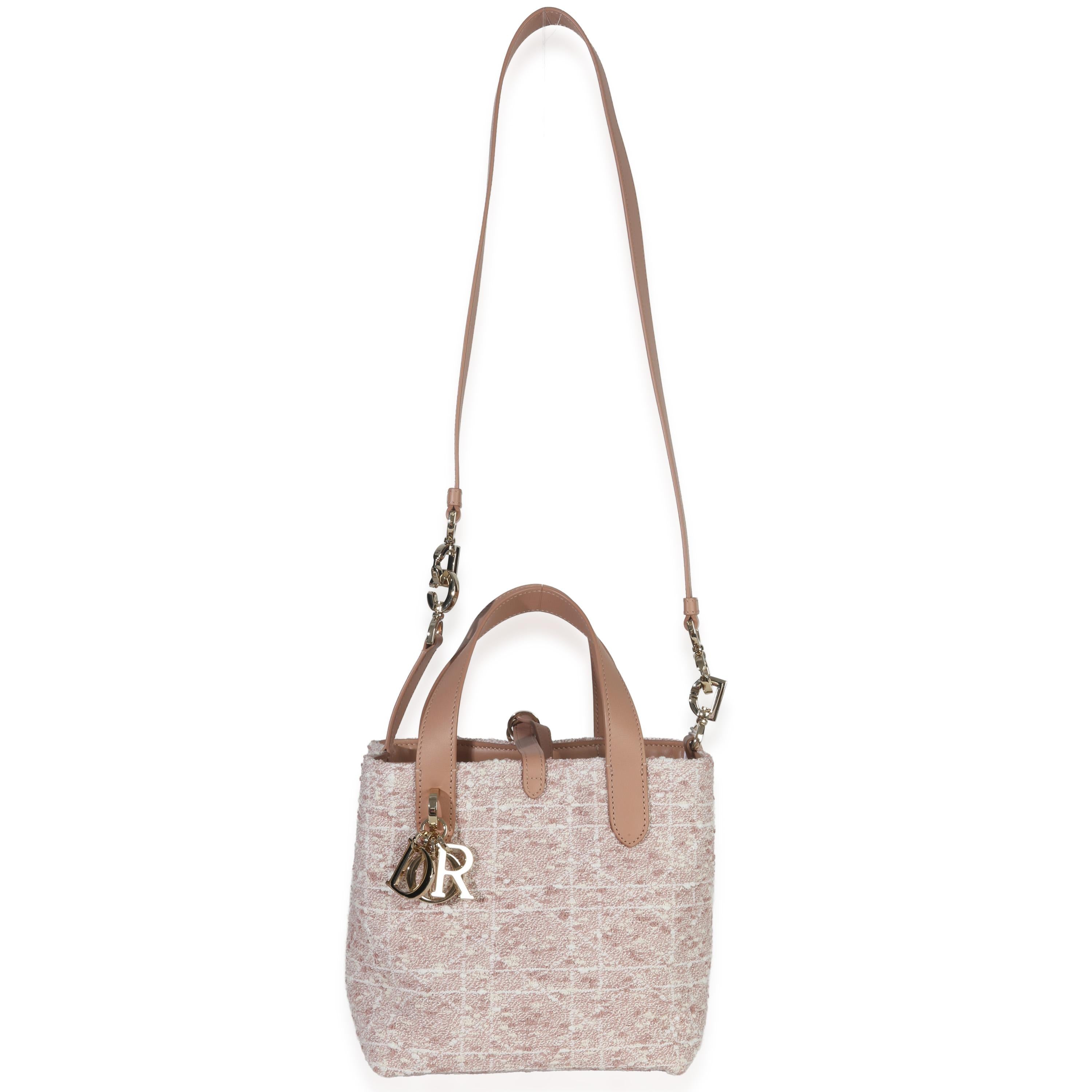 Christian Dior Pink Rose Des Vents Tweed Small Toujours Vertical Tote