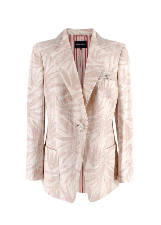 Giorgio Armani Beige Palm Print Gauze Blazer