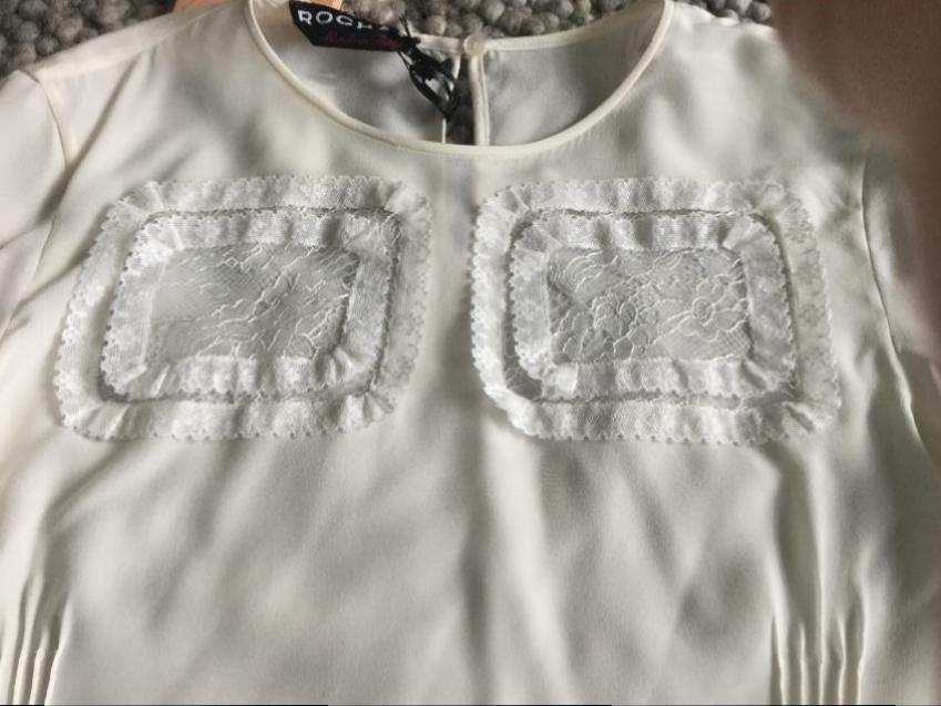 Rochas lace-insert silk blouse