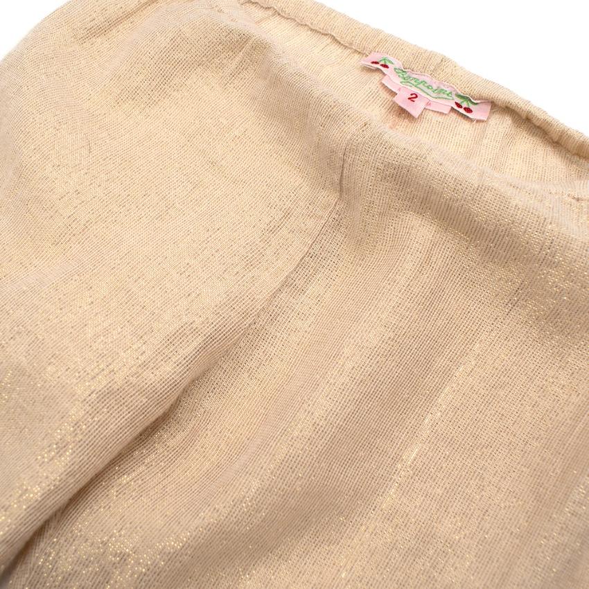 Bonpoint Gold Lurex Cotton Trousers