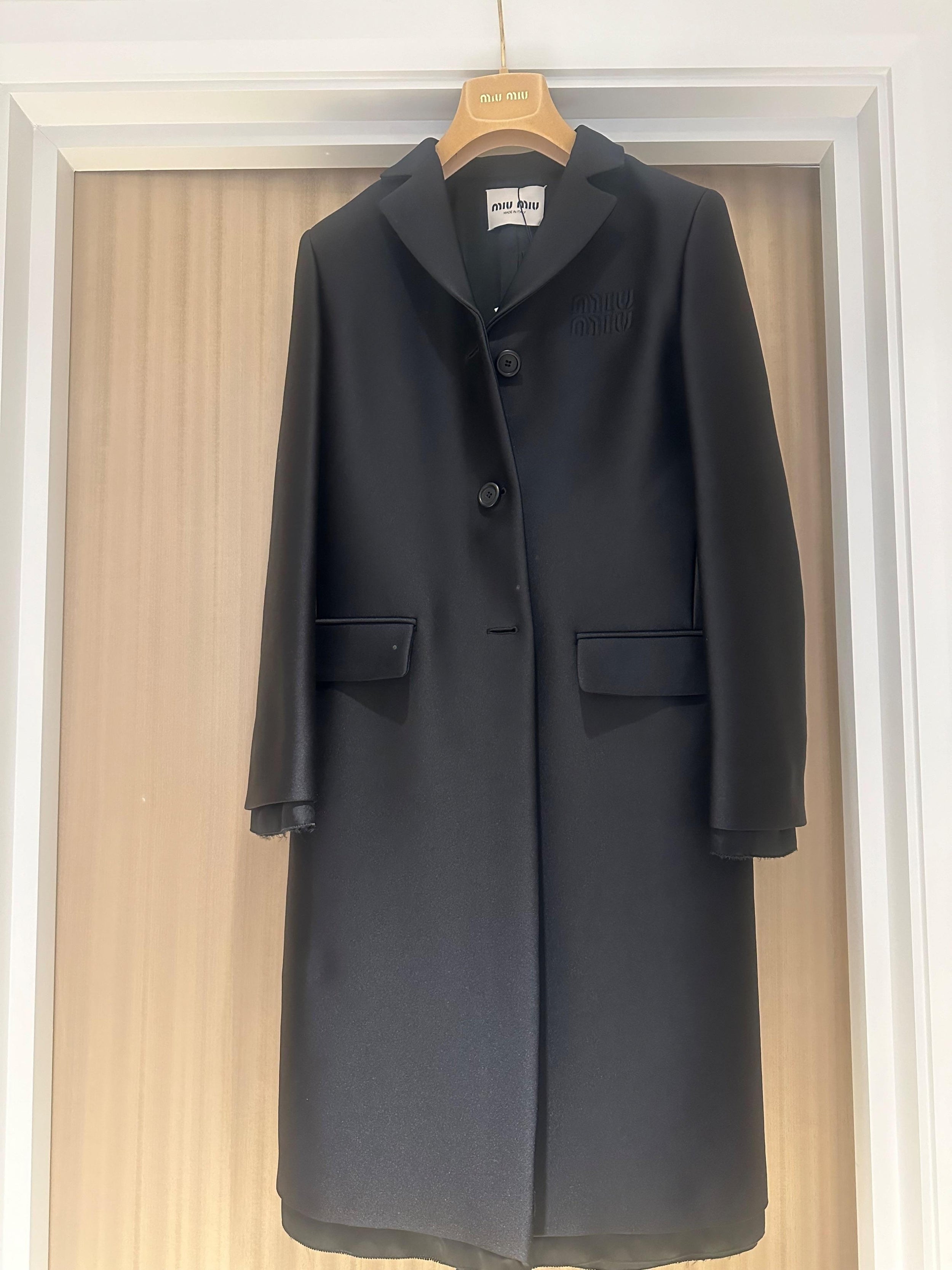 Miu Miu Black Wool  Midi Coat 2025