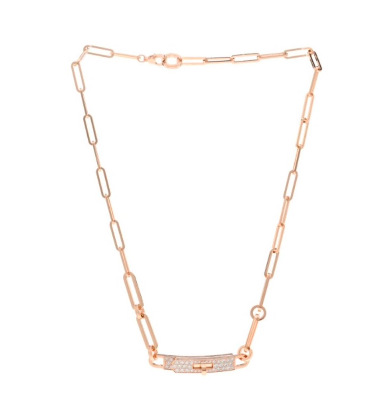 Hermes Kelly Chaine Choker Necklace 18K Rose Gold and Diamonds