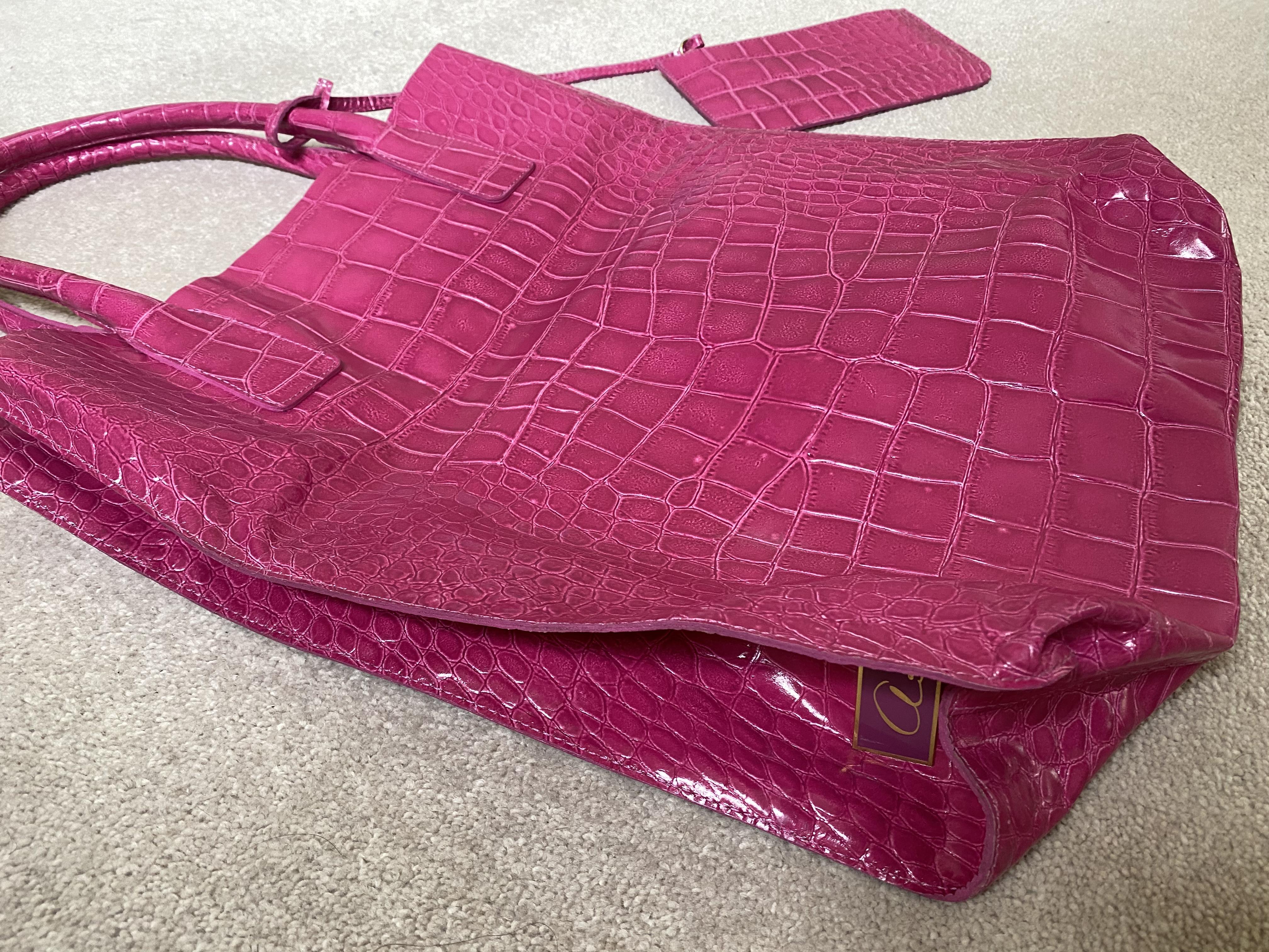 NEW Pink Aila Croc Embossed Bag