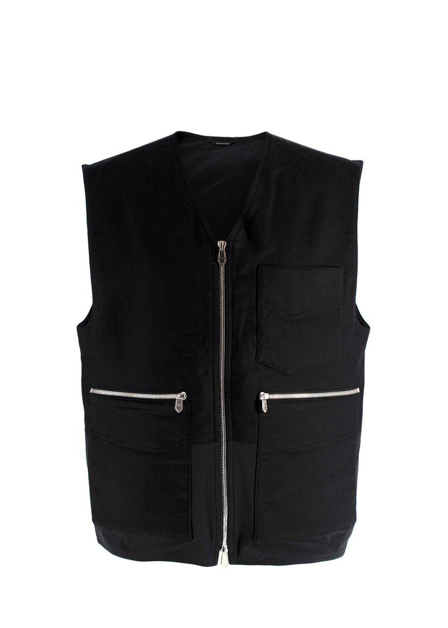 Hermès Black Zip Up Cashmere Gilet