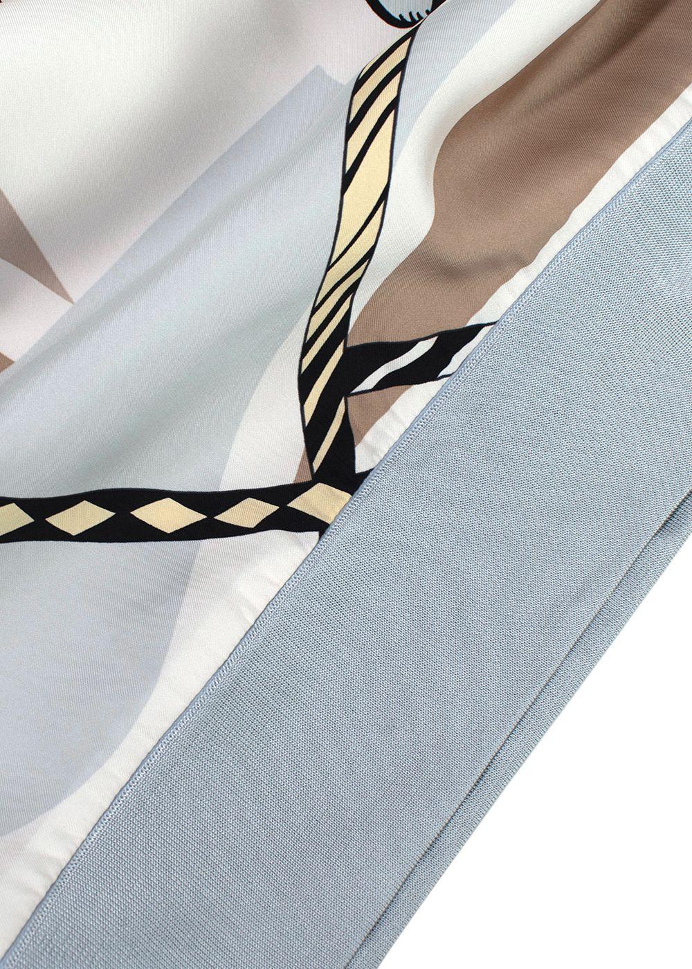 Hermes Blue and Beige Figure Artistique Silk & Cotton Jumper