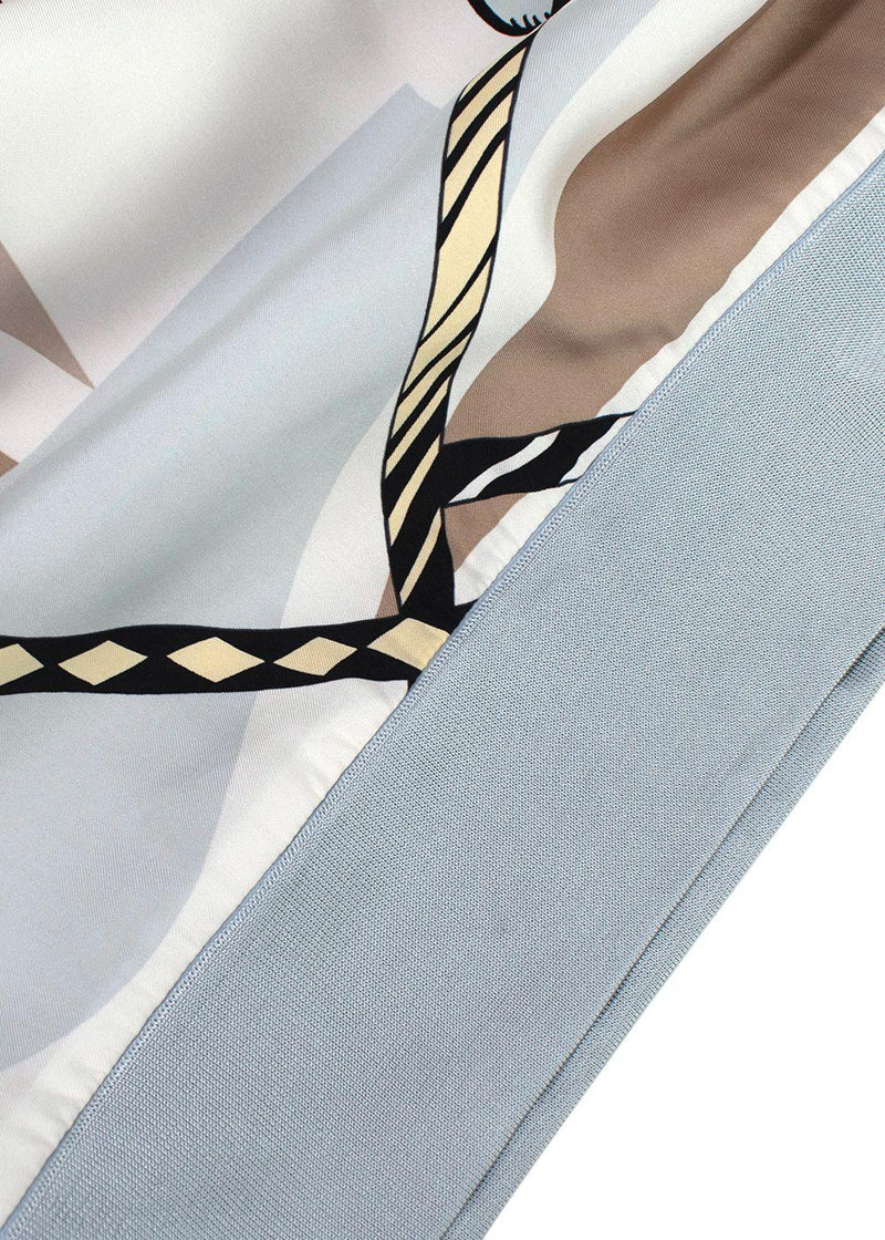 Hermes Blue and Beige Figure Artistique Silk & Cotton Jumper