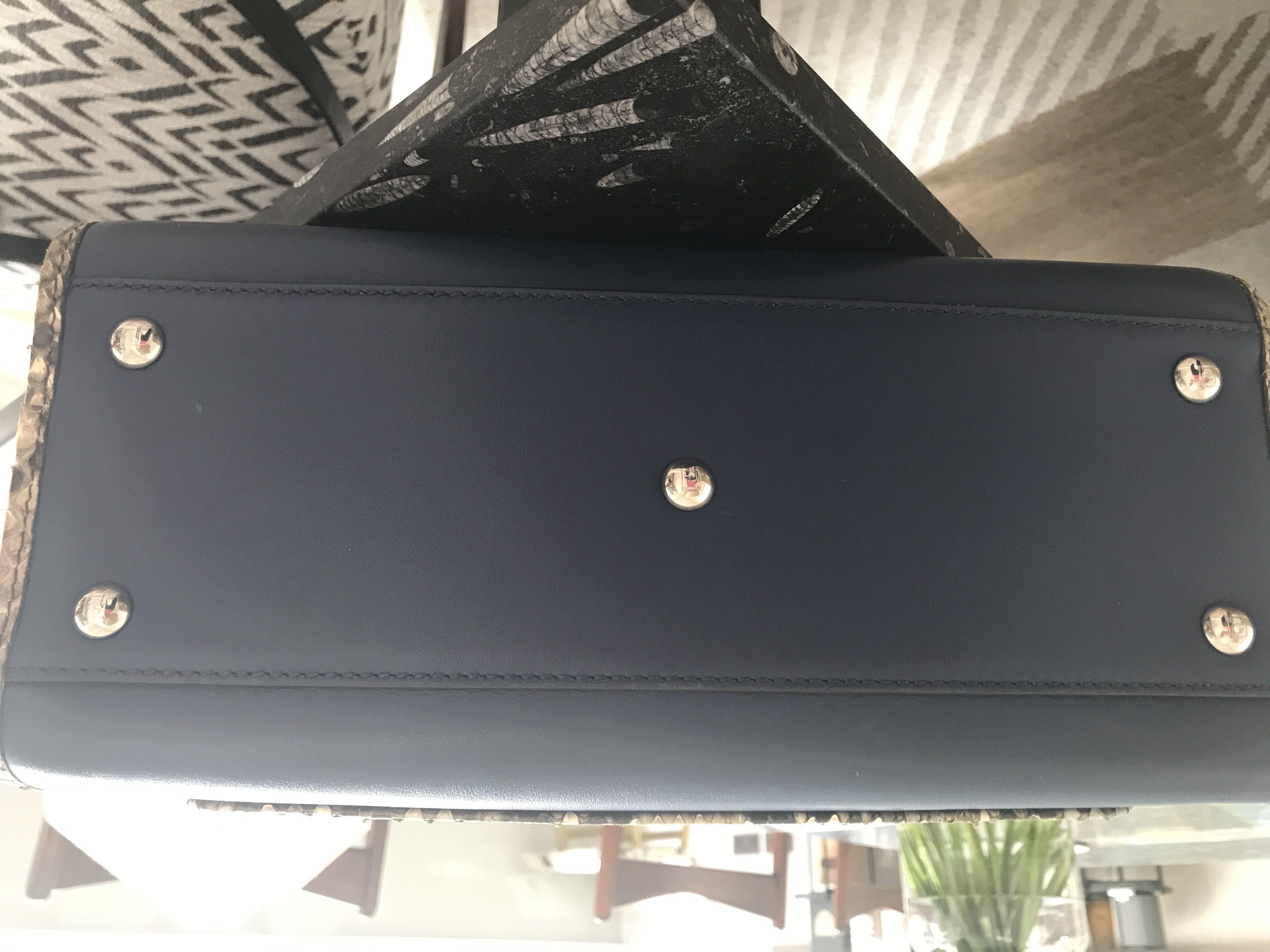 Fendi Blue Leather & Snakeskin Small Runaway Bag