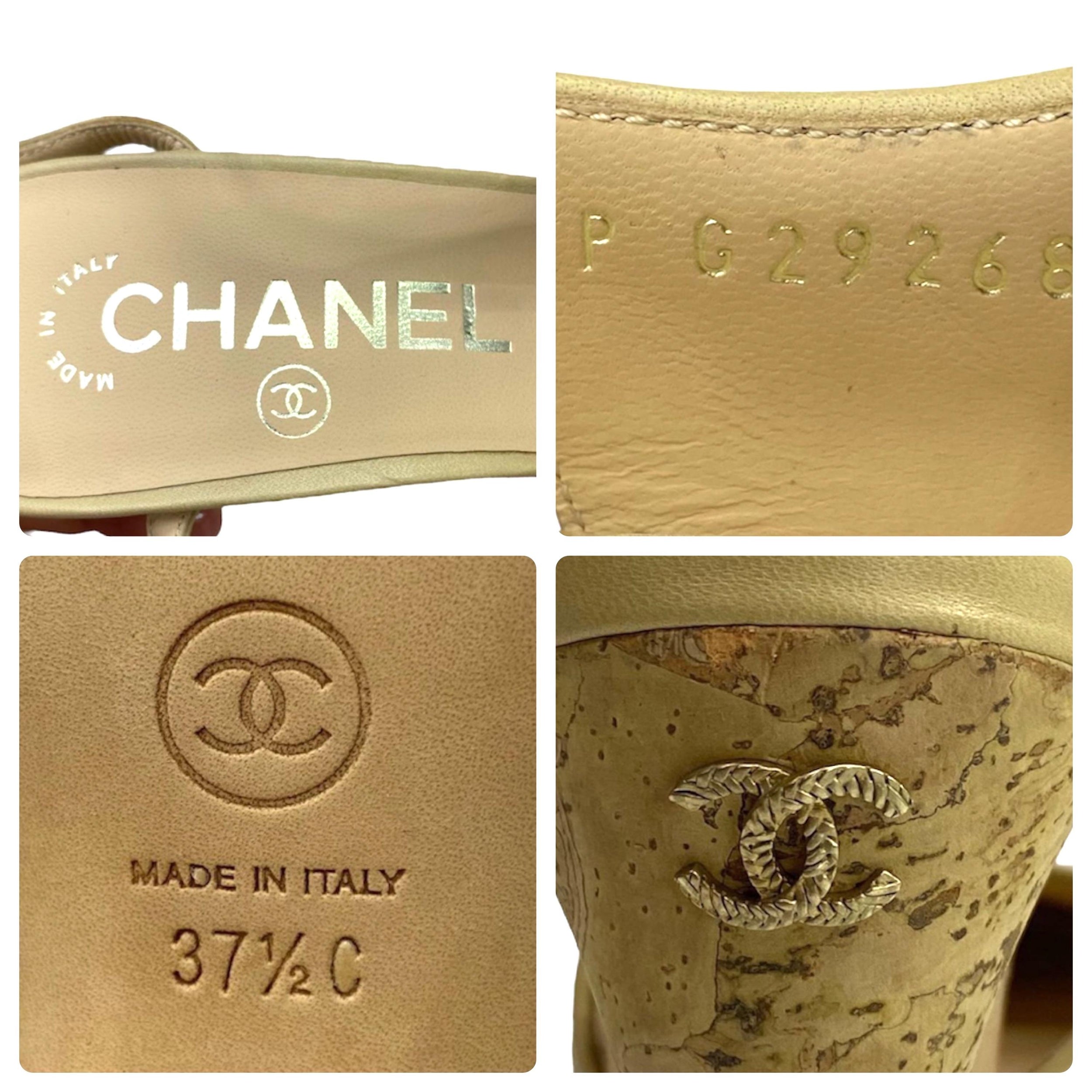 Chanel Beige Lambskin Cork Slingback Heels