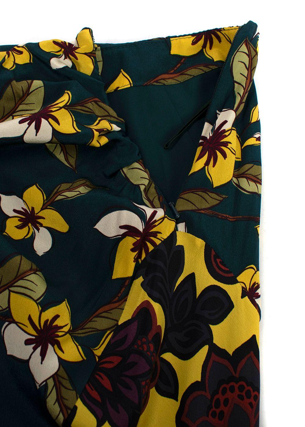 Weekend MaxMara Teal and Yellow Floral Skirt