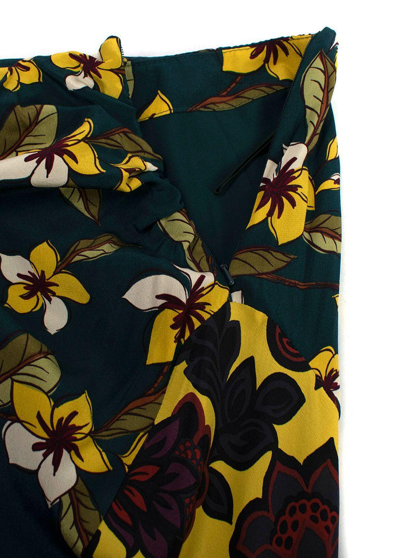 Weekend MaxMara Teal and Yellow Floral Skirt