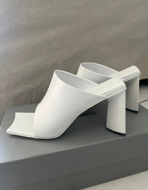 Balenciaga White Moon Heeled Mules