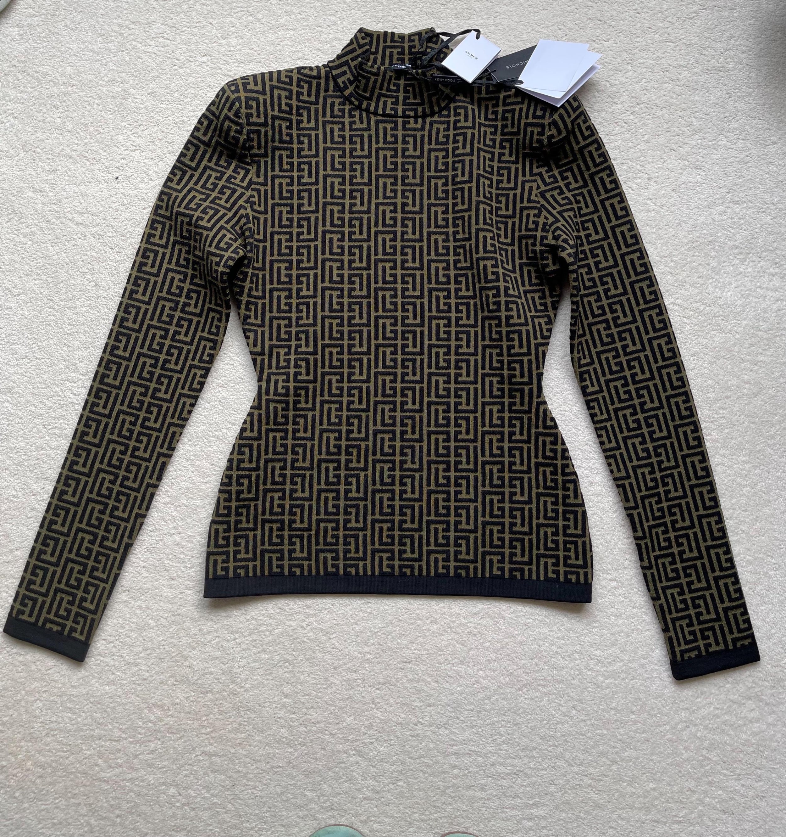Khaki Monogram Stretch Knit Jumper