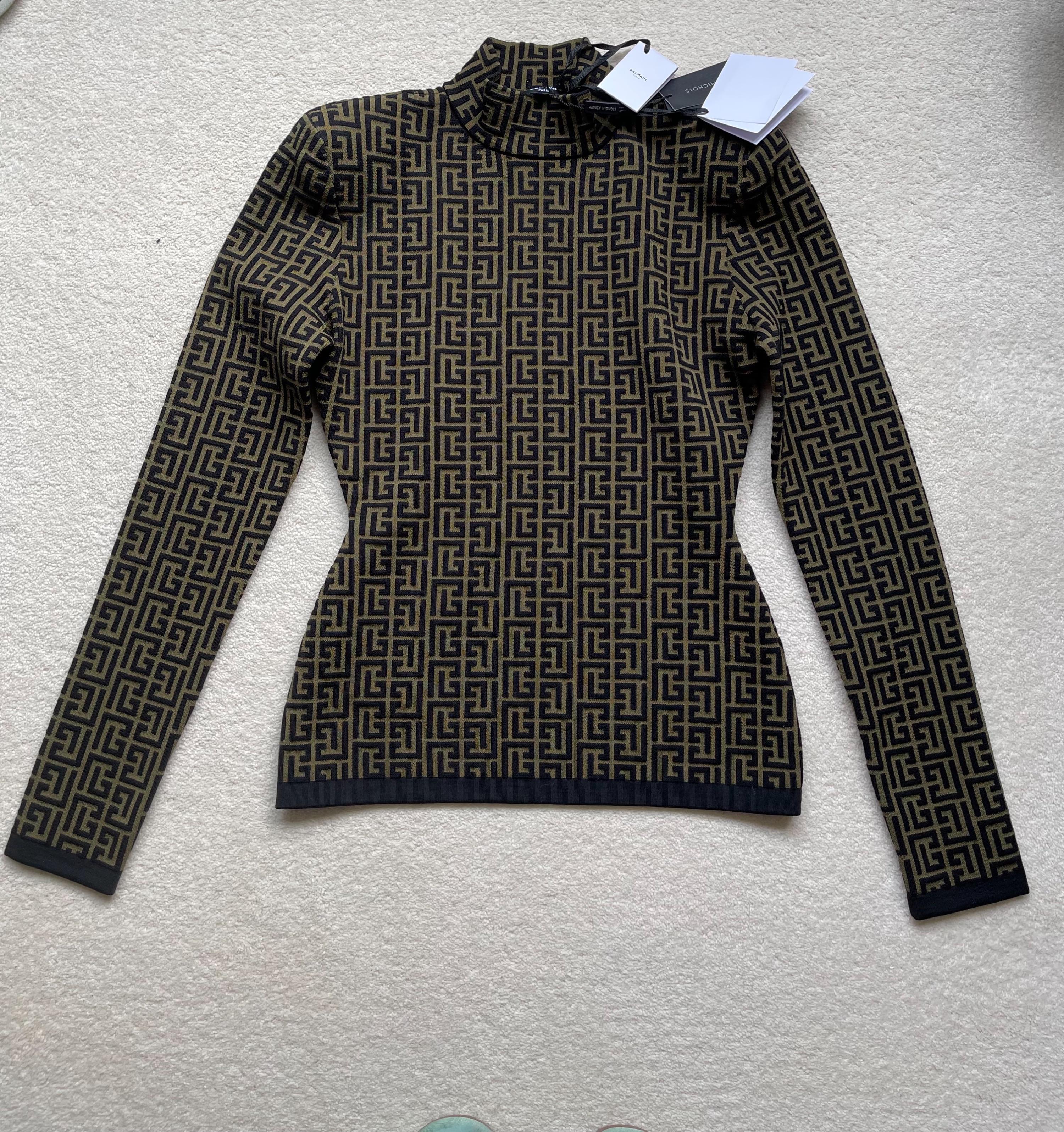 Khaki Monogram Stretch Knit Jumper