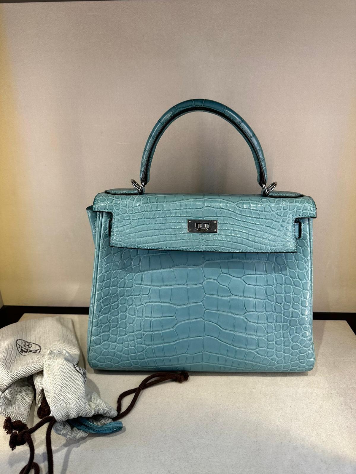 Bleu Saint-Cyr Matte Alligator Kelly 28 PHW