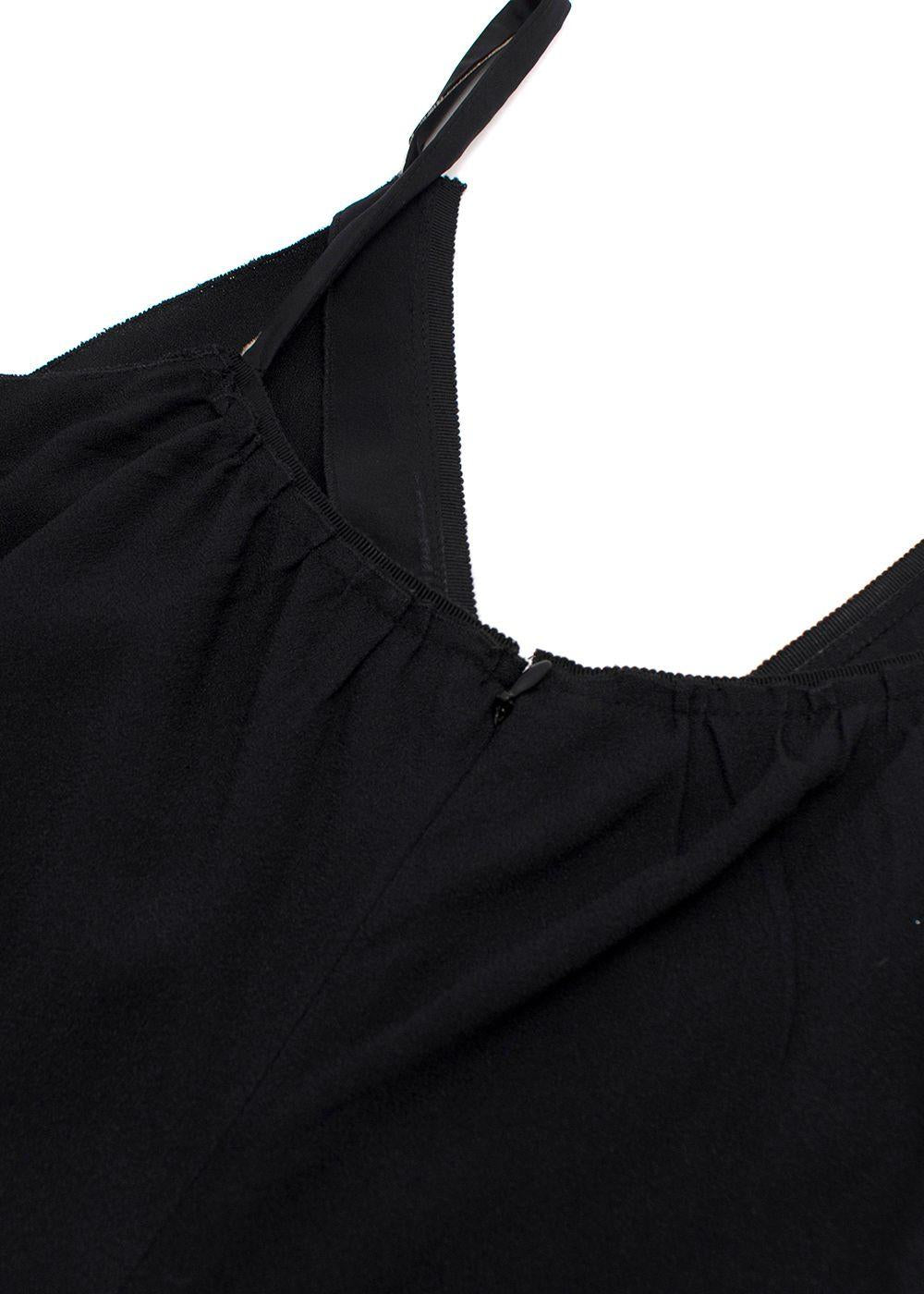 Prada Black Ruched Laced Hem Midi Dress